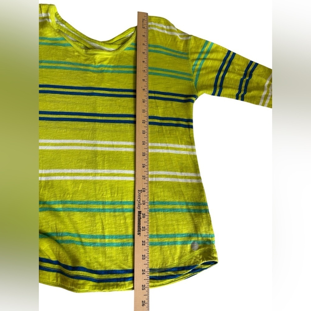 Talbots Lime Green Striped Long Sleeve Top Size Sp - Picture 3 of 7
